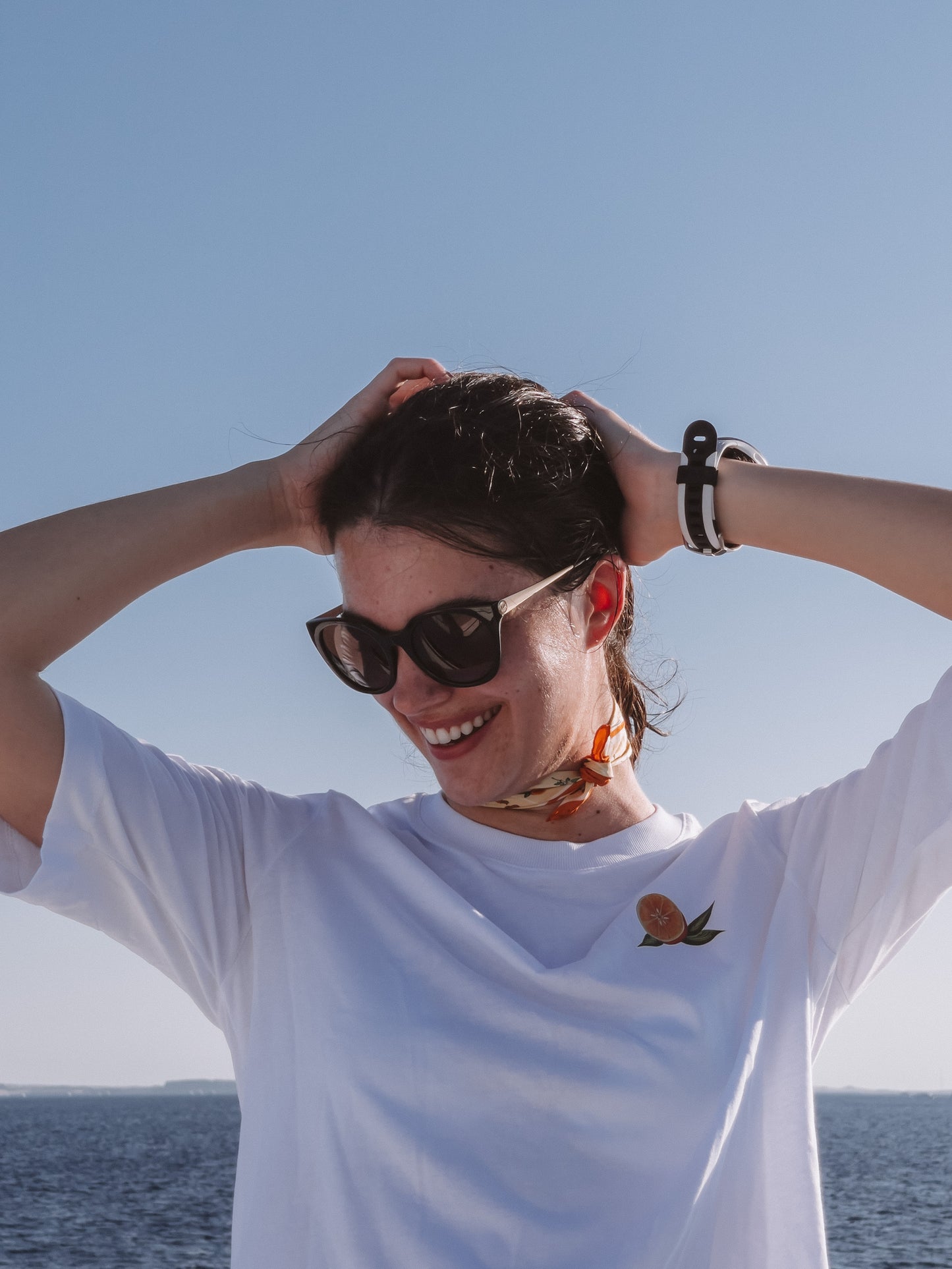 Camiseta de Algodón con Naranja