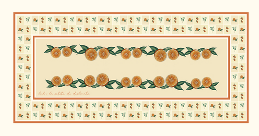 Pareo-Toalla de Hilo de Algodón con Ramitas de Naranjas (150 cm x 90 cm)