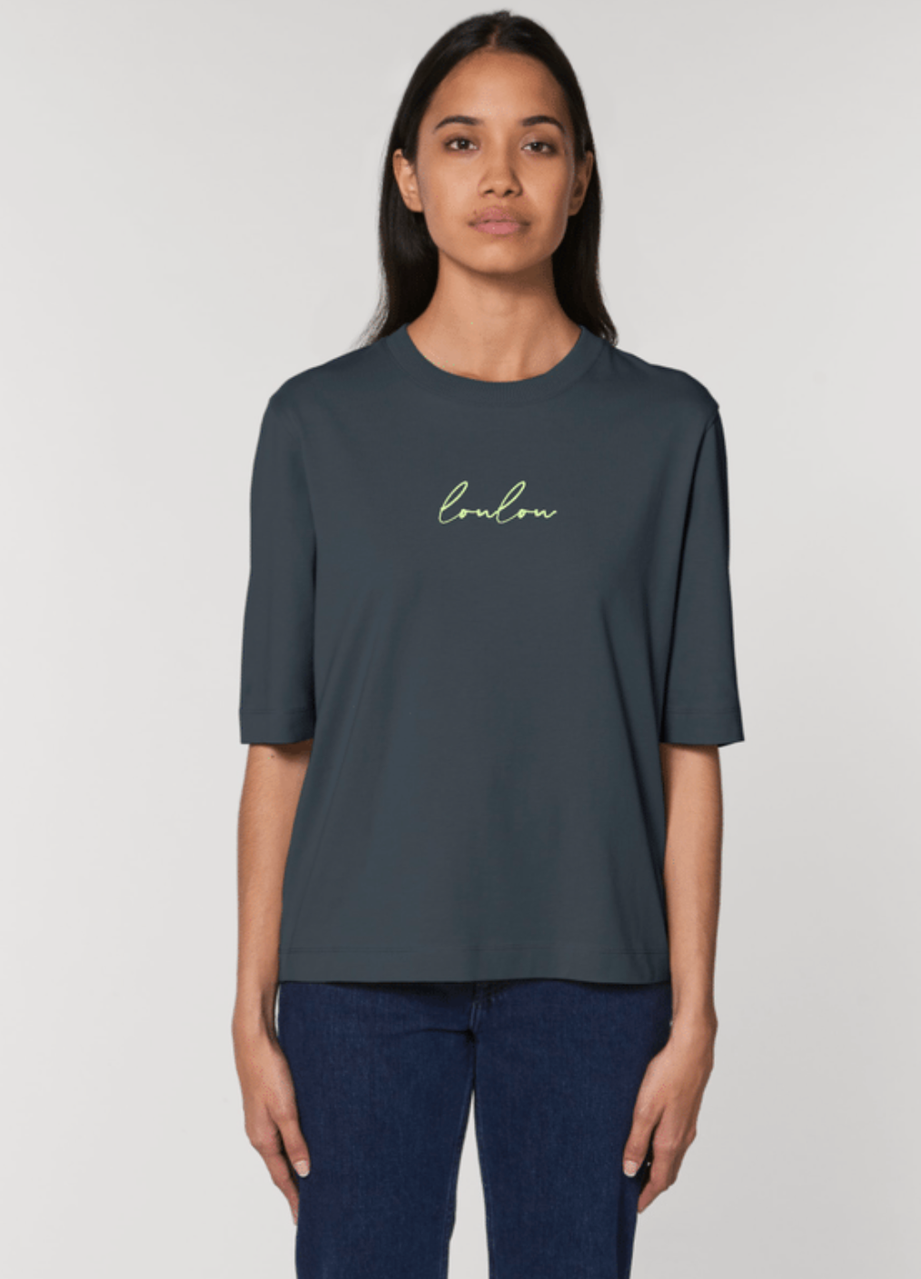 Camiseta de Algodón Orgánico con Loulou bordado (Oversize · Estilo Boyfriend)